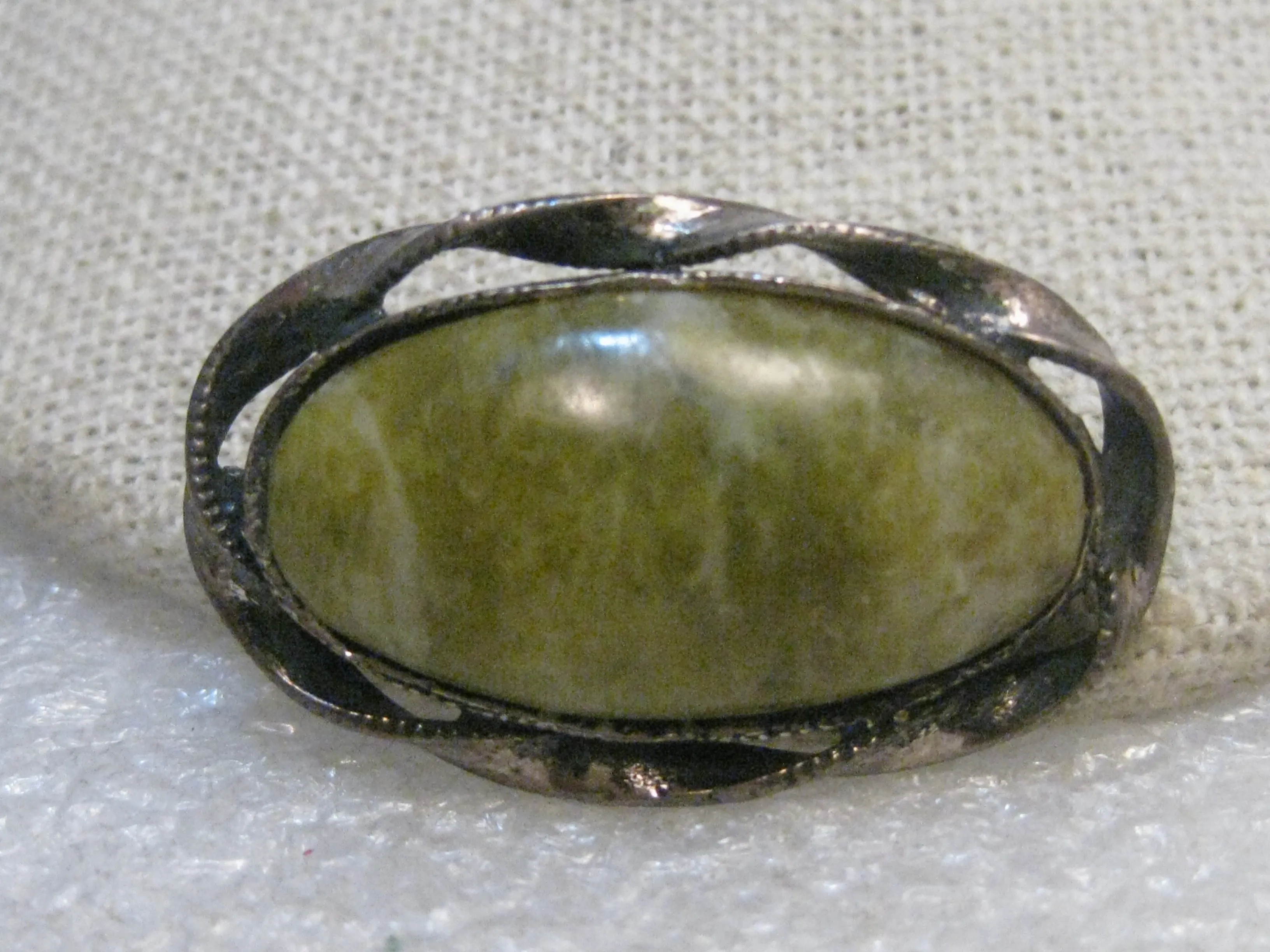 Vintage Sterling Southwestern Serpentine Brooch, 1.25", 8.15 gr., signed JJO, 1960's