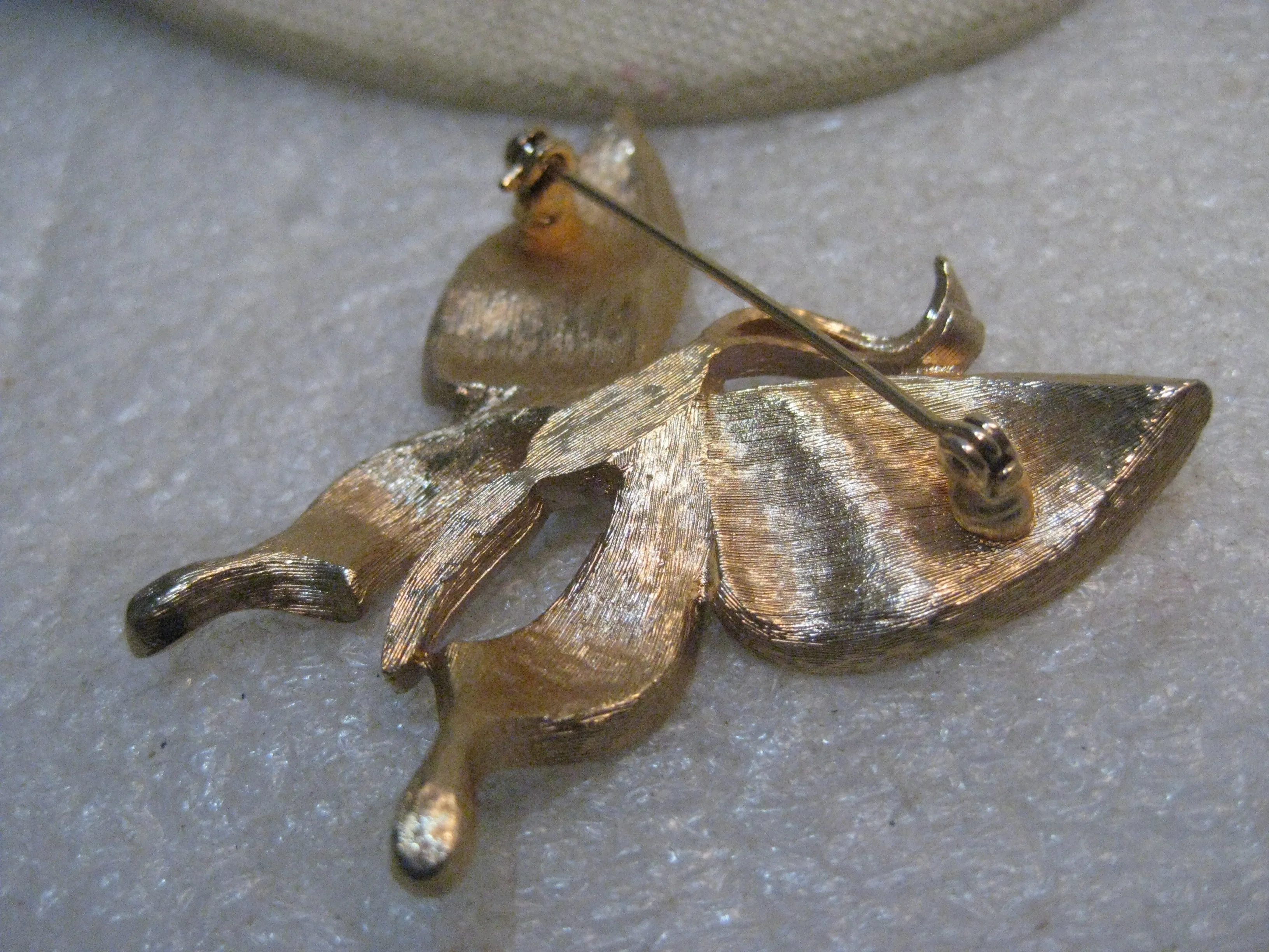 Vintage Two Tone Butterfly Brooch, Pink Enameling, 2", 1960's